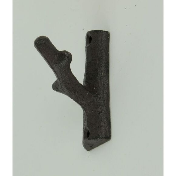 Brown Cast Iron Rustic Tree Branch Wall Hook Set of 6 Small - Picture 2 of 3